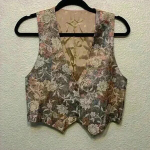 Vintage floral vest sz XS bohemian street wear flowers y2k 90s vest top work